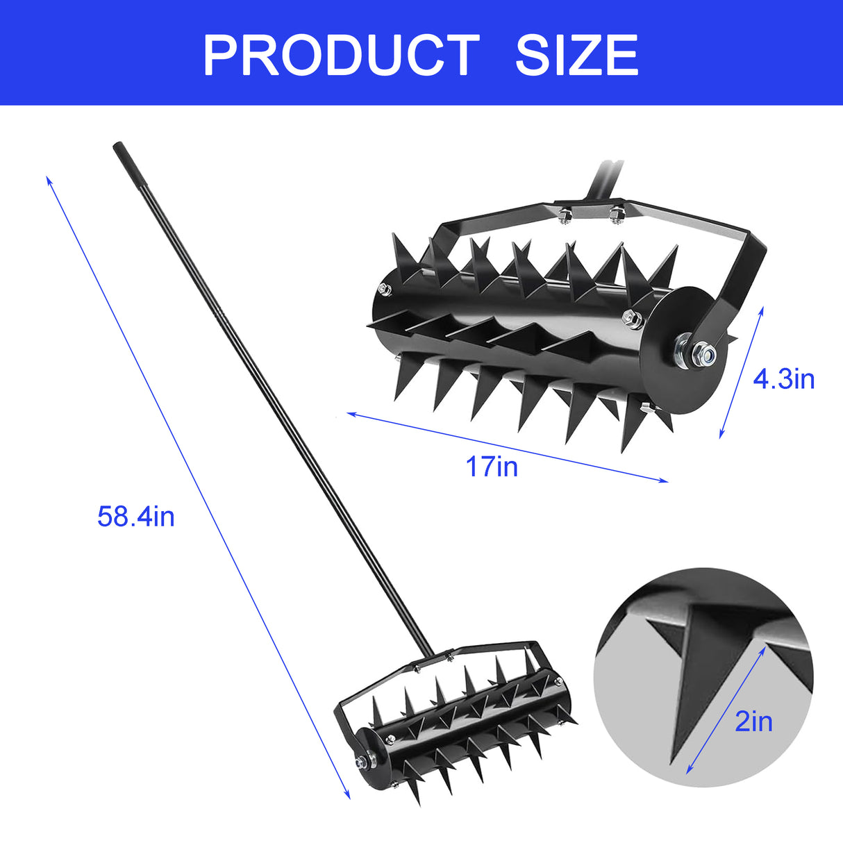 Lawn Aerators Heavy Duty Soil Penetrator Spikes--Black