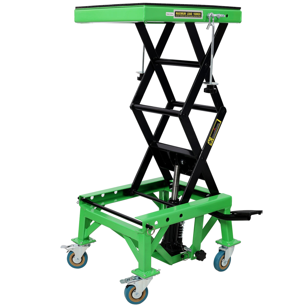 Hydraulic Motorcycle Scissor Jack Lift with Foot Step and Wheels Steel 350 lbs Capacity