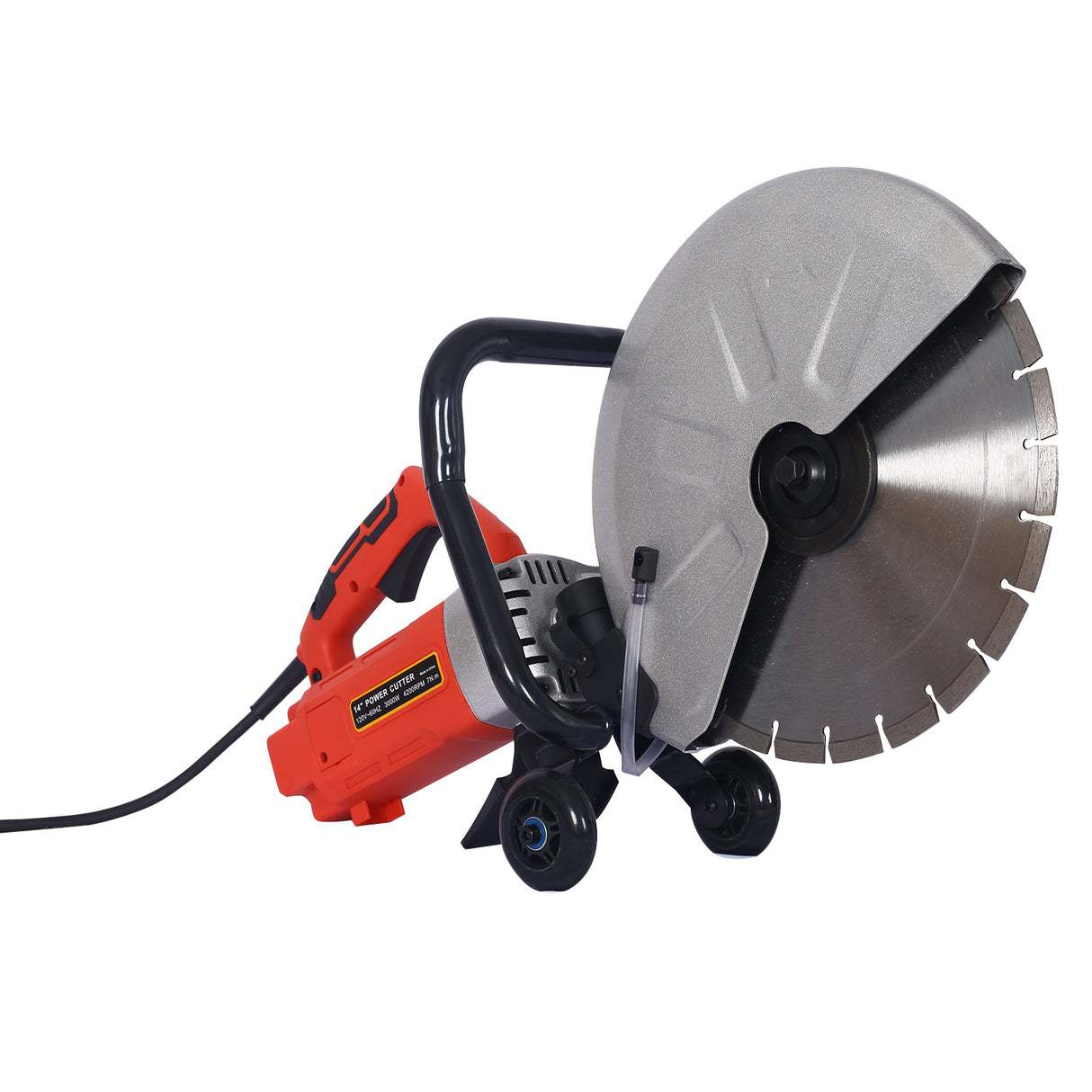 Electric 14" Cut Off Saw Wet/Dry Concrete Cutter Guide Roller with Water Line Attachment 3000w with Blade