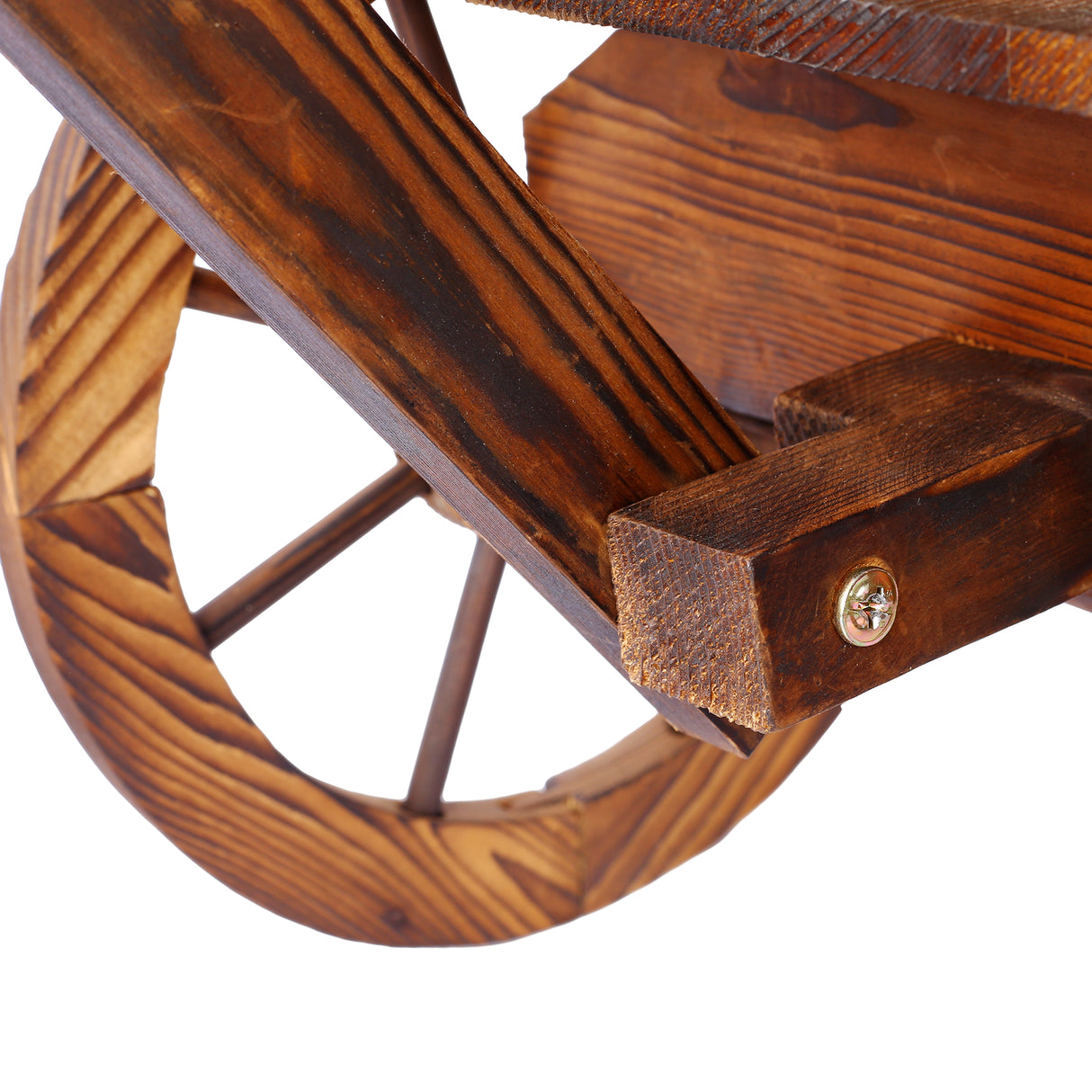 Wood Wagon Flower Planter Pot Stand w/ wheels-茶色