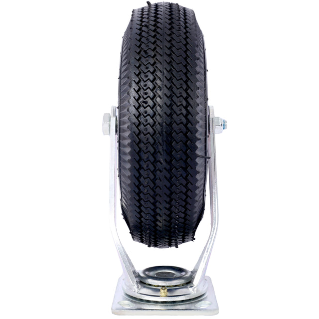 4PCS 10IN Pneumatic Tire(2PCS Swivel +2PCS Rigid) Caster Wheel Swivel Plate Steel Hub with Ball Bearings 5/8-Inch Bore Centered Axle Black