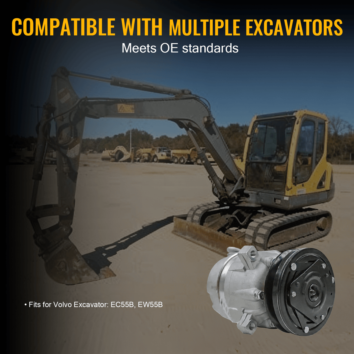 Delphi V5 A/C Compressor VOE14526228 Fits for Volvo Excavator EC55B EW55B - Fab Heavy Parts