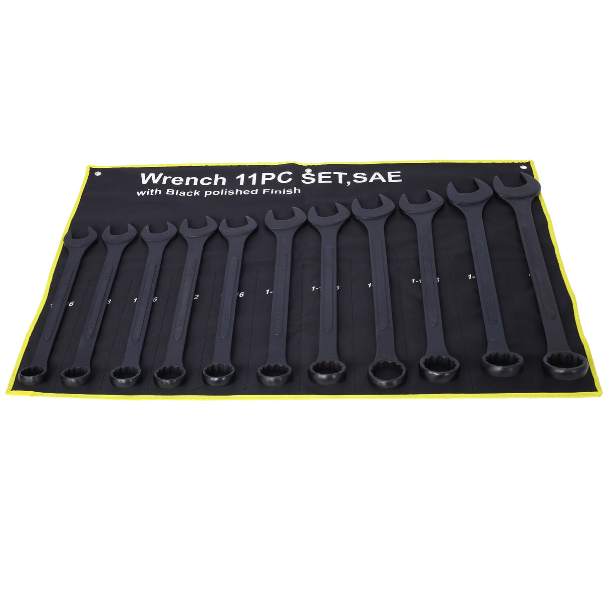 11 Piece Jumbo Combination Wrench Set SAE 1-5/16'' to 2'' Black Oxide with Pouch