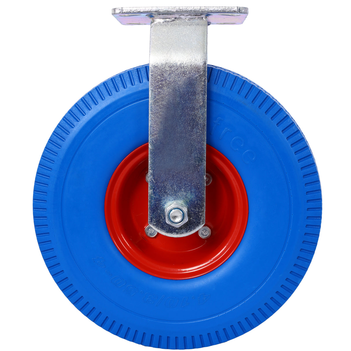 4PCS 10IN X-Large Flat Free Caster Wheel (2PCS Swivel+2PCS Rigid) Swivel Plate Steel Hub with Ball Bearings 5/8-Inch Bore Centered Axle Blue