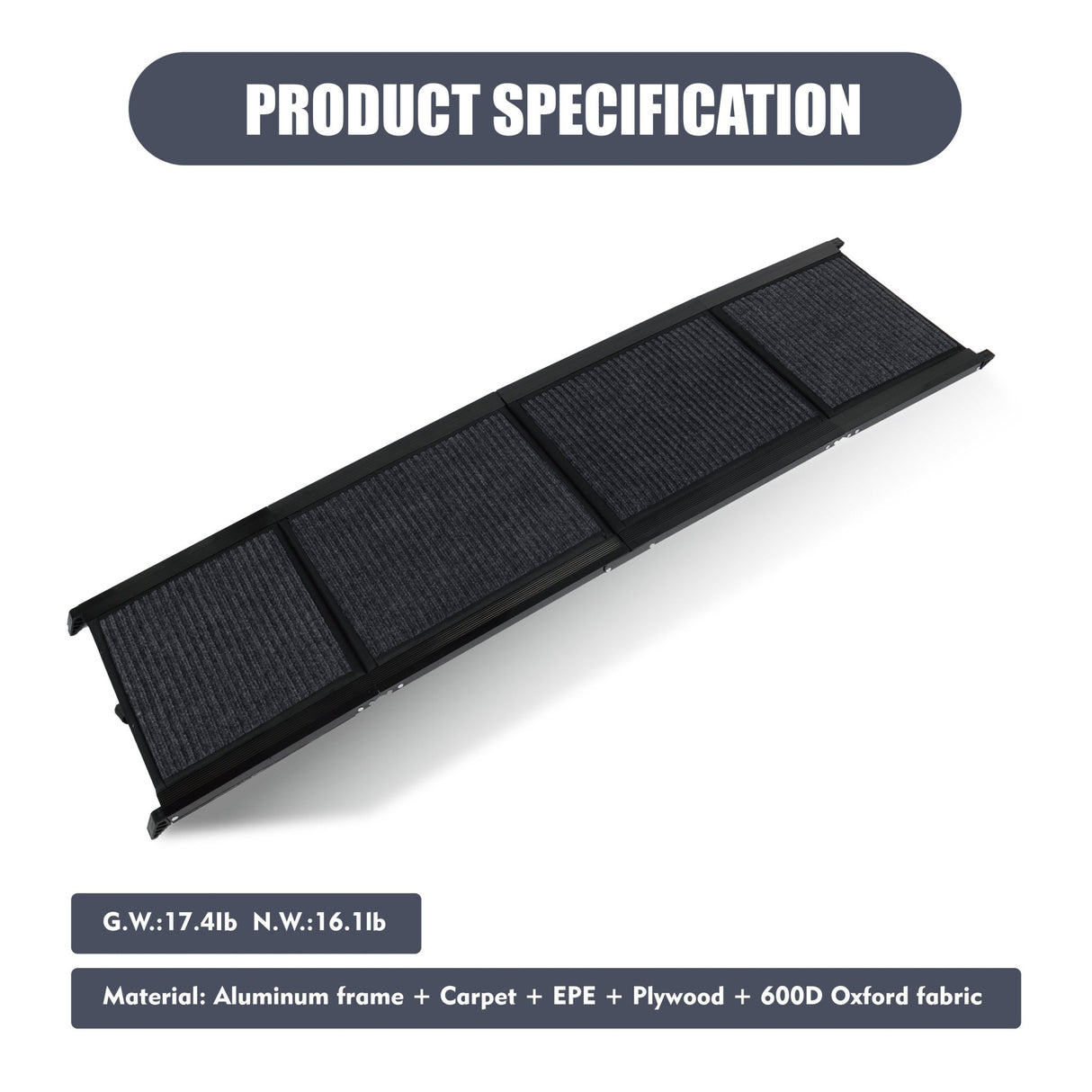 Dog Ramp for Car 65"X17.2" Large Folding Pet Stair Ramps for Truck SUV with Non - Slip Surface Outdoor Dog Car Ramp for Medium & Large Dogs - Fab Heavy Parts