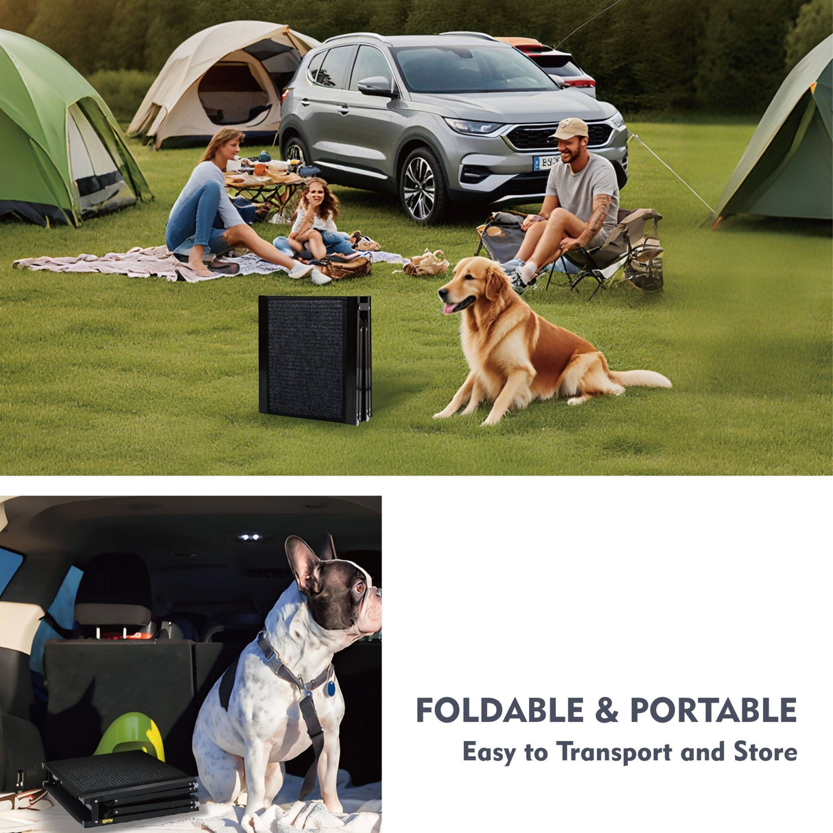 Dog Ramp for Car 71" Long & 19.3" Wide Portable Dog Ramps for Large Dogs with Non - Slip Rug Surface Dog Car Ramp for SUV Car & Truck - Fab Heavy Parts