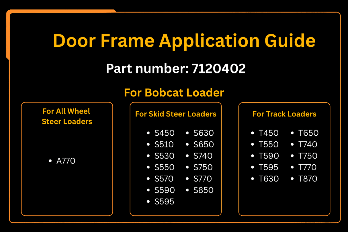 Door Frame 7120402 Aftermarket Replacement For Bobcat T450 T550 T590 T595 T630 T650 T740 T750 T770 T870 - Fab Heavy Parts