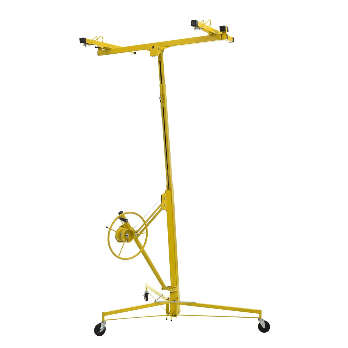 Drywall Lift 11 FT Drywall Panel Hoist Construction Rolling Caster Wheel Lockable Tool Jack Lifter Jack Drywall Lift Construction Tools - Yellow - Fab Heavy Parts