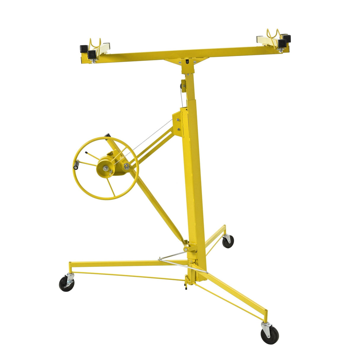 Drywall Lift 11 FT Drywall Panel Hoist Construction Rolling Caster Wheel Lockable Tool Jack Lifter Jack Drywall Lift Construction Tools - Yellow - Fab Heavy Parts