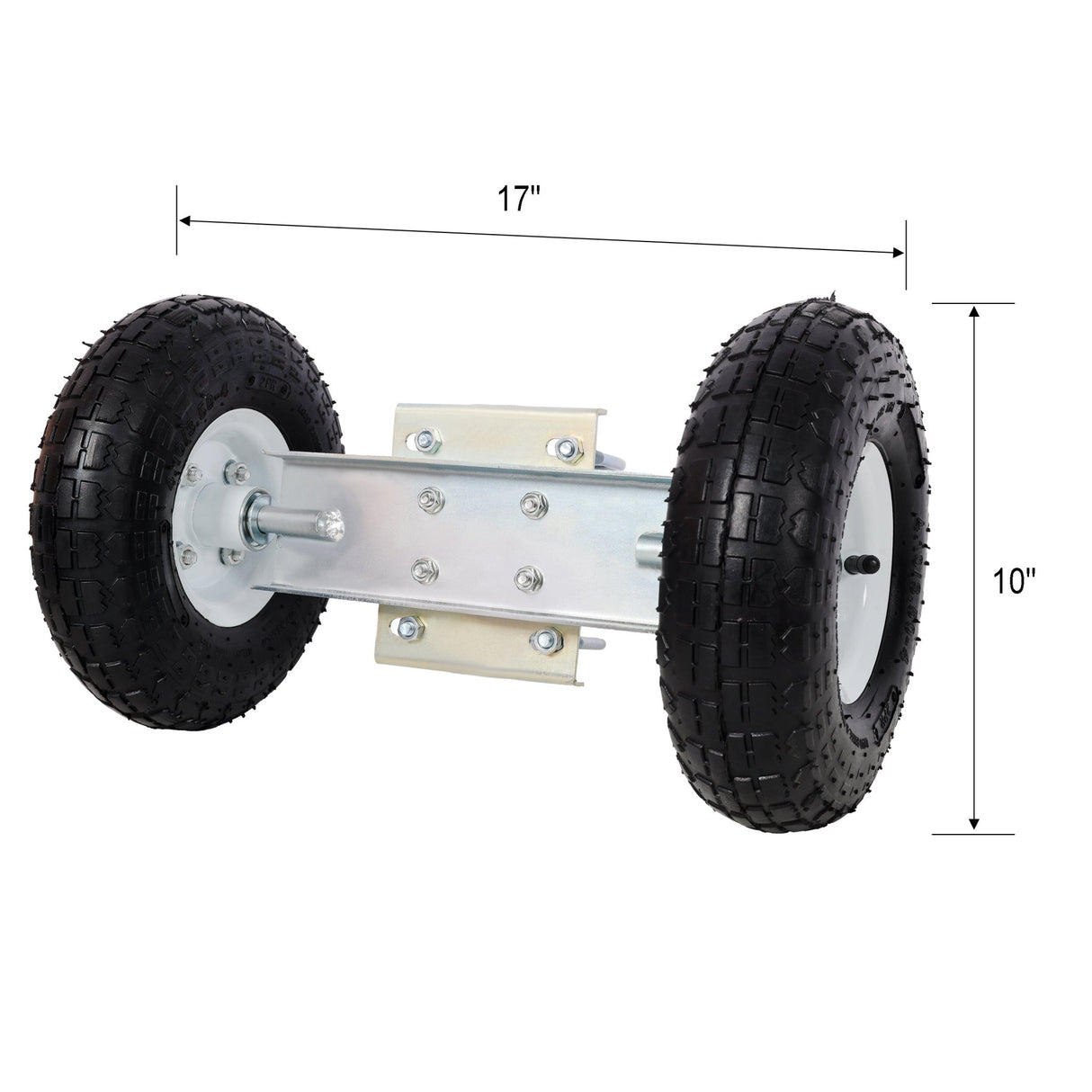 Dual Gate Wheel 10' Pneumatic Tires Zinc Plated Finishing Heavy Duty 300lbs Capacity - Fab Heavy Parts