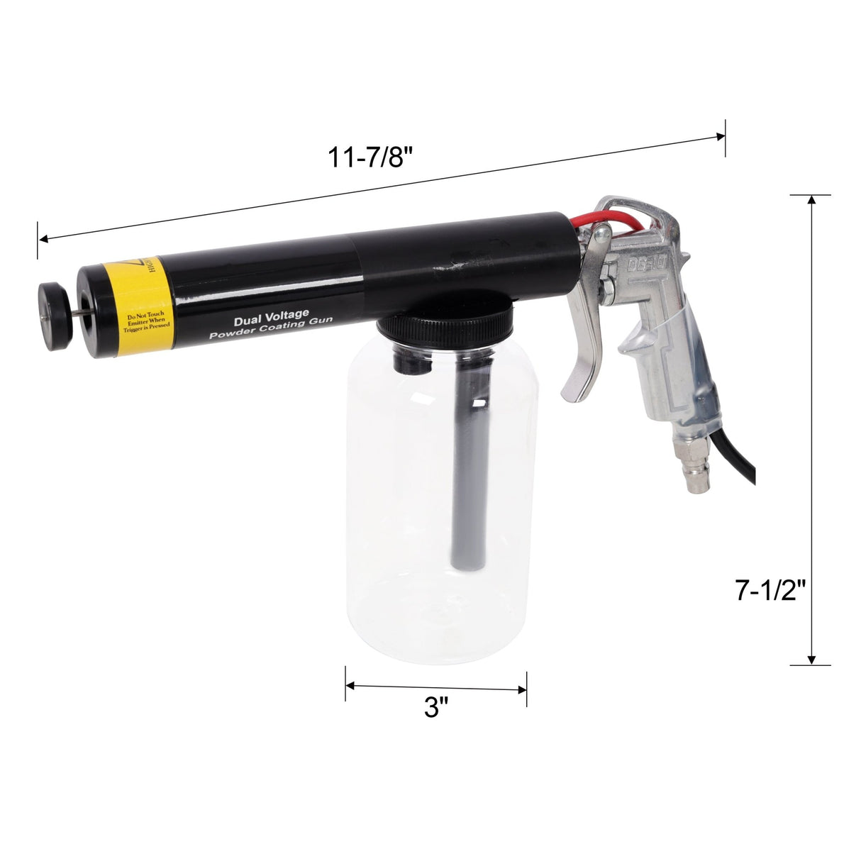 Dual Voltage 15KV 25KV Powder Coating Gun System with Clear Bottle 120V, 60HZ - Fab Heavy Parts