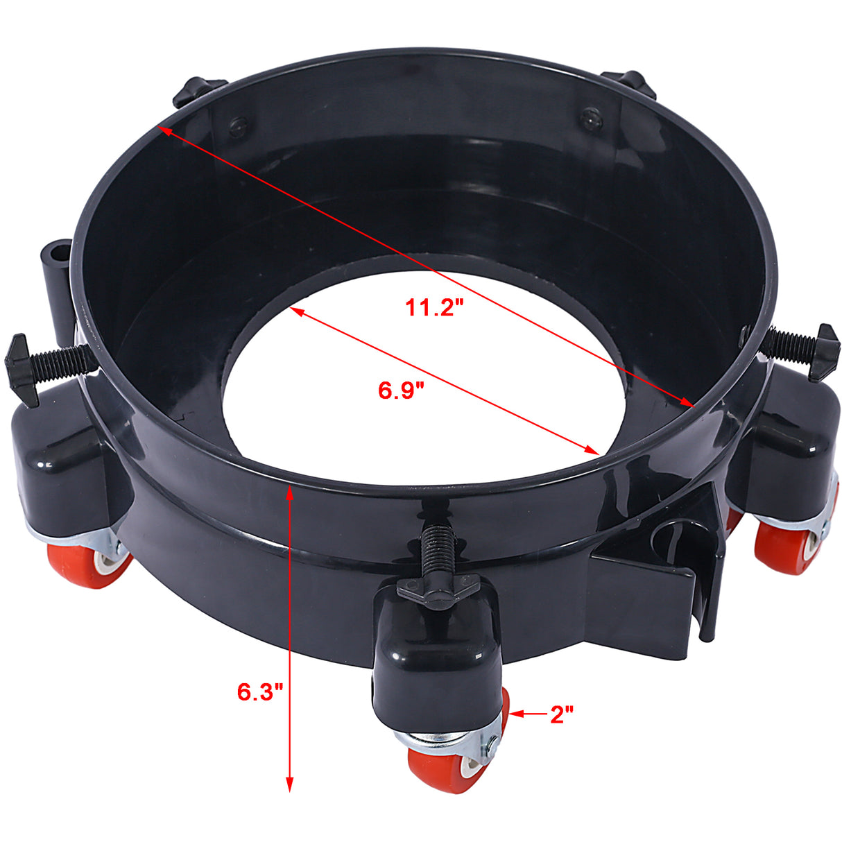 11.2 Inch Bucket Dolly Removable Rolling Bucket 5 Roll Swivel Casters Turning--Black