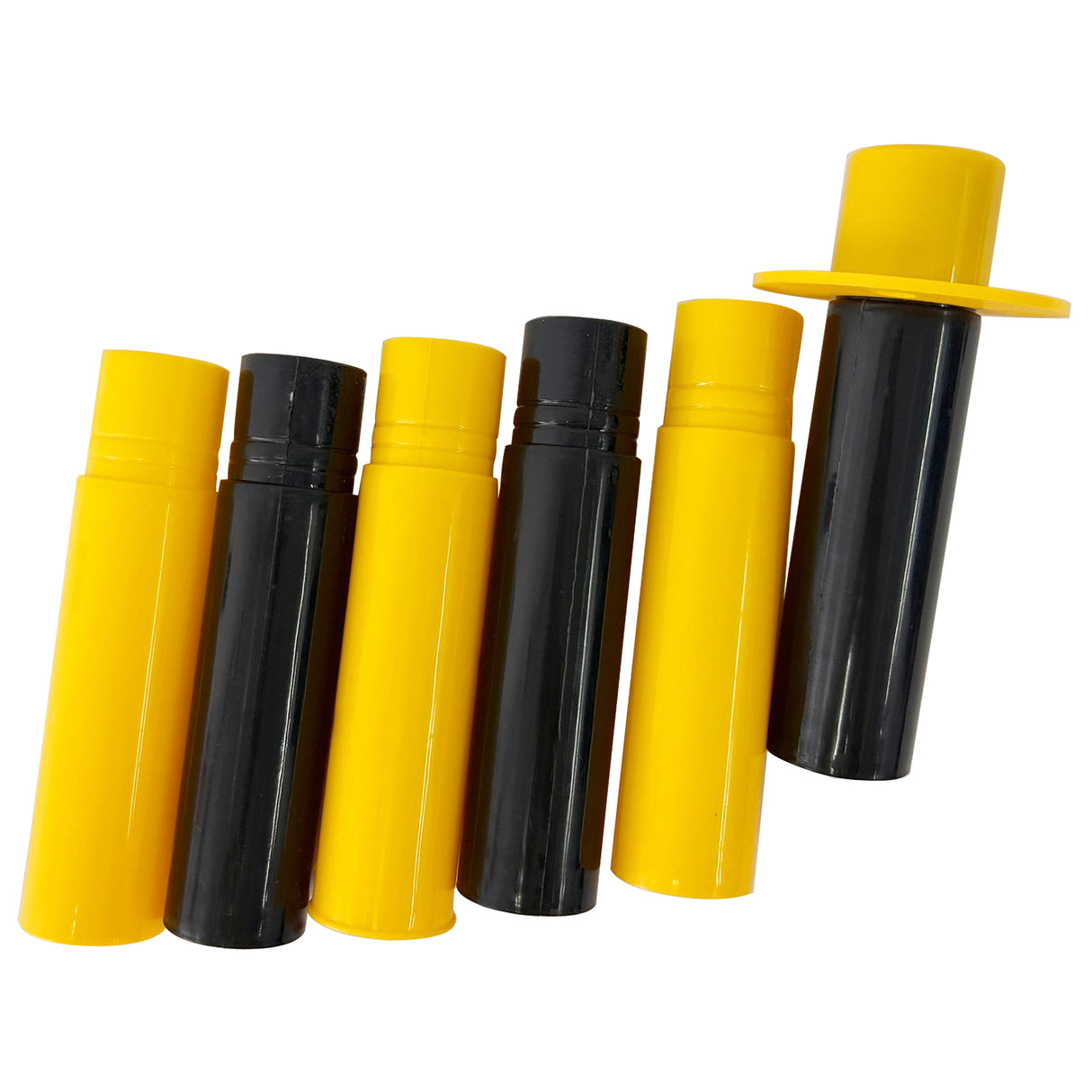 6 Pack Traffic Delineator Post Cones with Fillable Base Adjustable Safety Barrier with 5Ft Plastic Chain--Yellow+Black