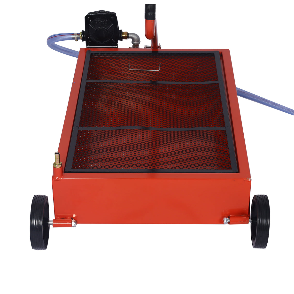 17-Gallon Low-Profile Oil Drain Pan with Manual Pump- Red