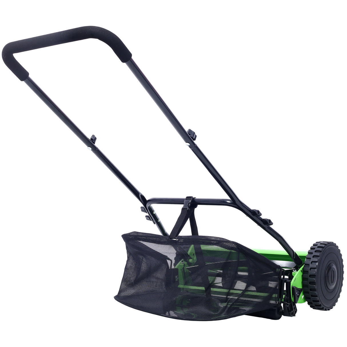 14-Inch 5-Blade Push Reel Lawn Mower with Grass Catcher--Green