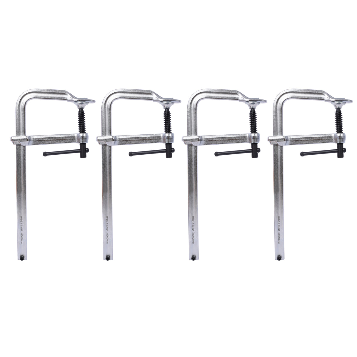 Pack of 4 Bar Clamps Set Drop Forged Steel F Clamps 12 inch x 4-3/4 inch Throat--Silver