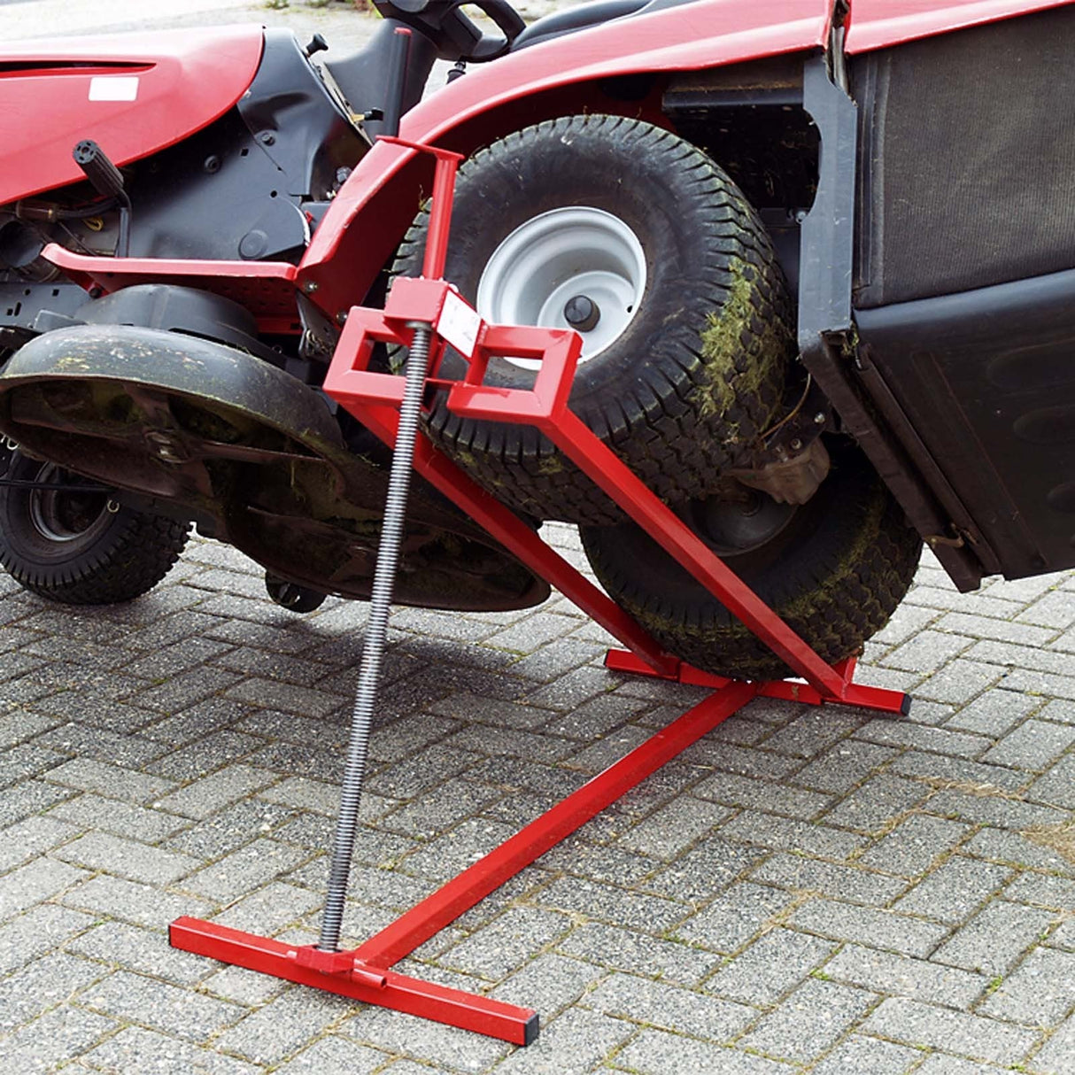 Easy Mower Lift 800 Lbs Capacity Ride - on Cleaning Aid + 45° Tilt Adjustable - Red - Fab Heavy Parts
