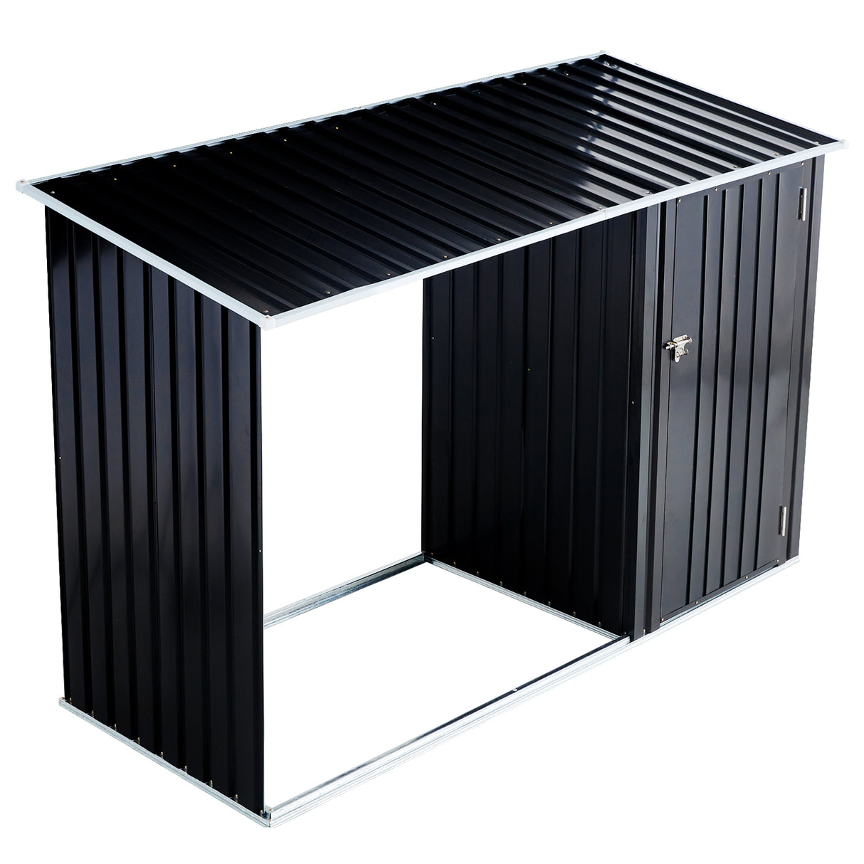 Outdoor Firewood Storage Shed Rack with Log Holder Galvanized Steel 98”