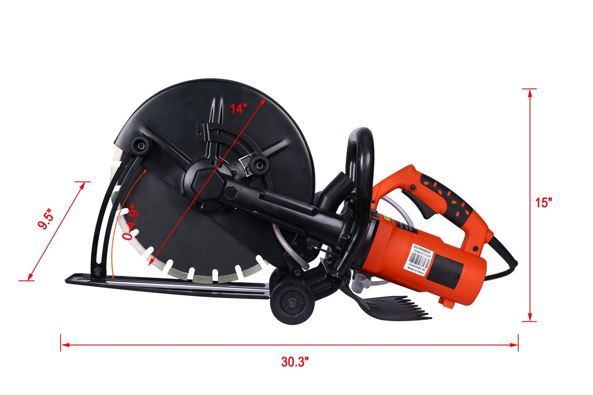 Electric 14" Cut Off Saw Wet/Dry Concrete Guide Roller with Water Line Attachment - Fab Heavy Parts