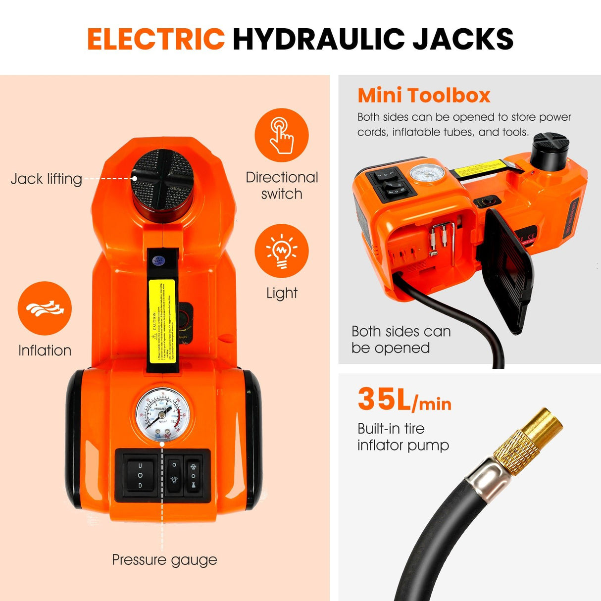 Electric Car Jack kit 5 Ton/11023 LBS Hydraulic Jack Lift with Electric Impact Wrench - Fab Heavy Parts