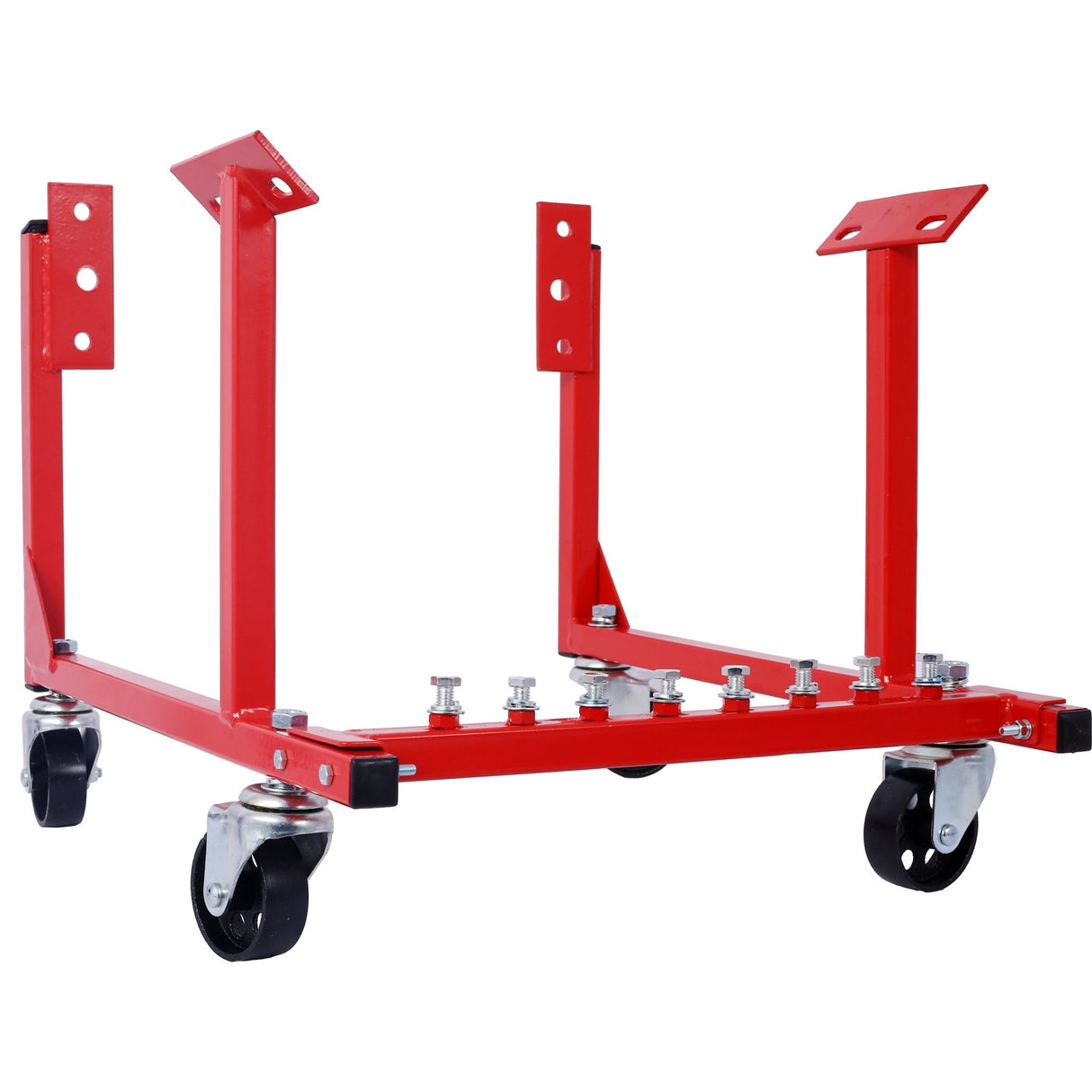 Engine Cradle with Wheels Chevy Small Block and Big Block Powder Coat 3in Heavy Duty Steel 1000 LBS Capacity - Red - Fab Heavy Parts