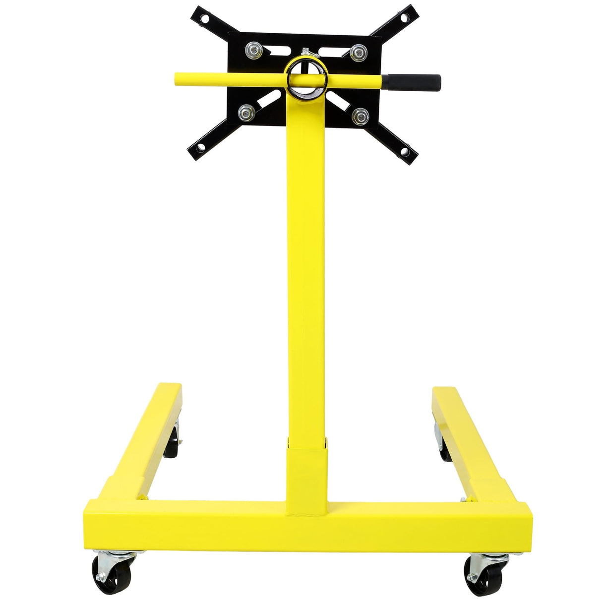 Engine Stand 1250 LBS Capacity 360 Degree Adjustable Mounting Head 4 Ball - Bearing Swivel Caster Wheels Heavy - Duty Square Steel Frame - Yellow - Fab Heavy Parts