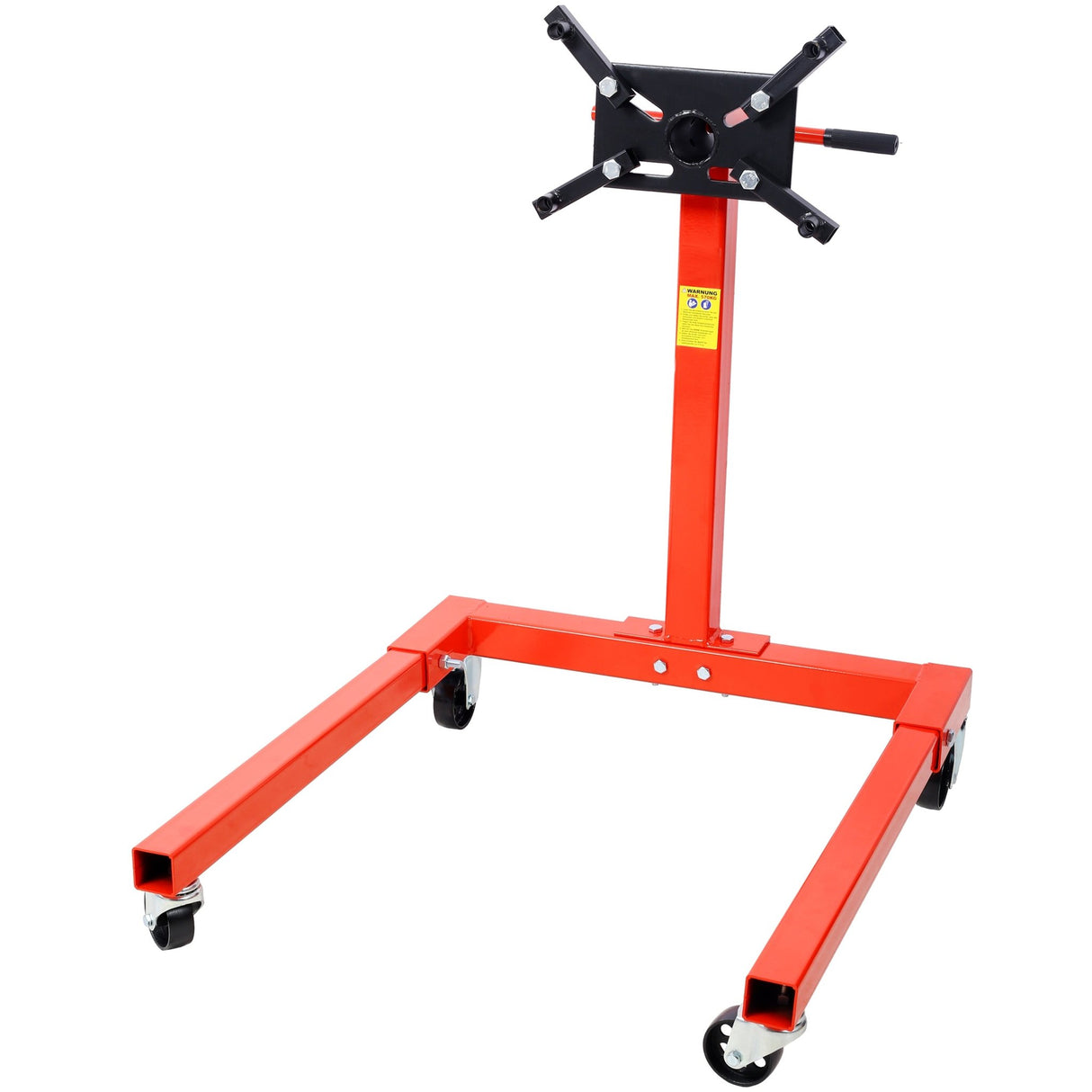 Engine Stand 1500 LBS Motor Stand with 4 Wheels 360 Degree Rotating Head & 4 Adjustable Arms - Red - Fab Heavy Parts