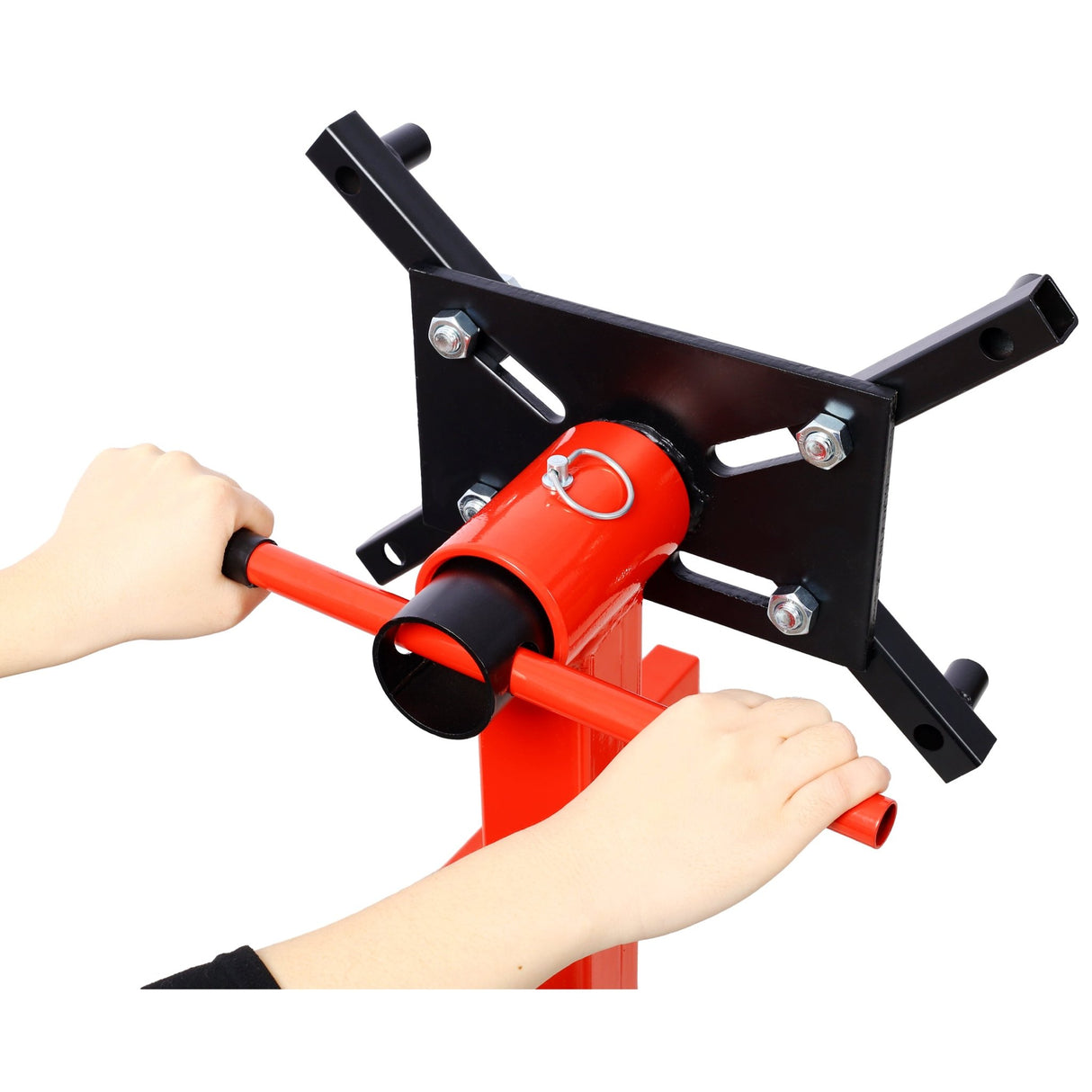 Engine Stand 1500 LBS Motor Stand with 4 Wheels 360 Degree Rotating Head & 4 Adjustable Arms - Red - Fab Heavy Parts