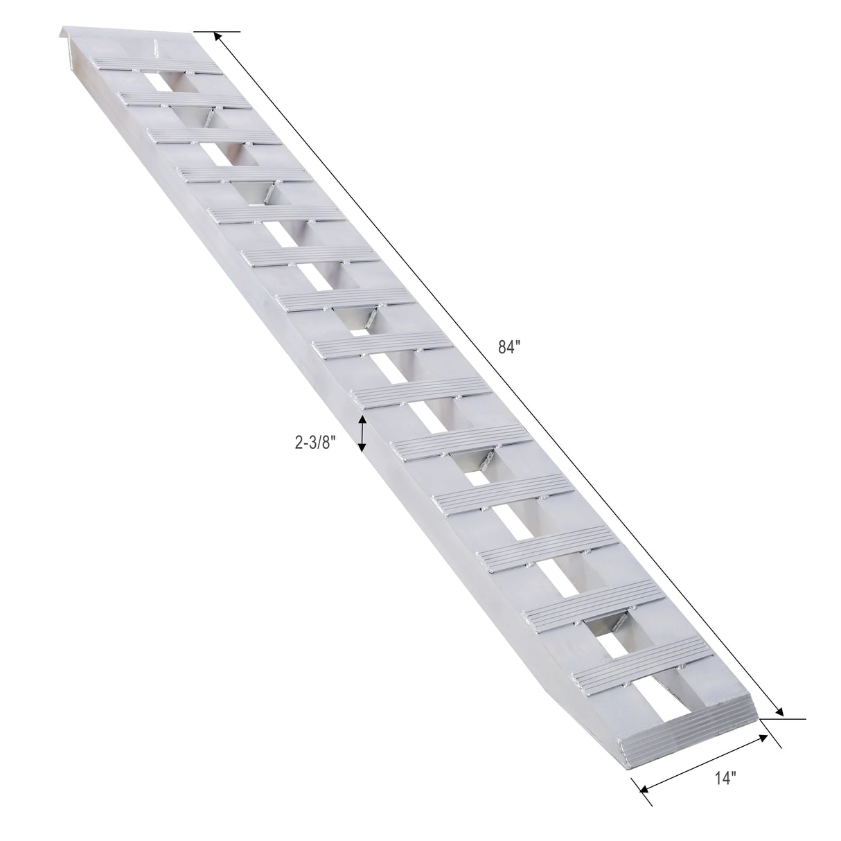 Heavy-Duty Ramps with Top Hook Attaching End Universal Loading 84" X 14" 6600 LBS 1 Pair 2 Ramps Silver Aluminum