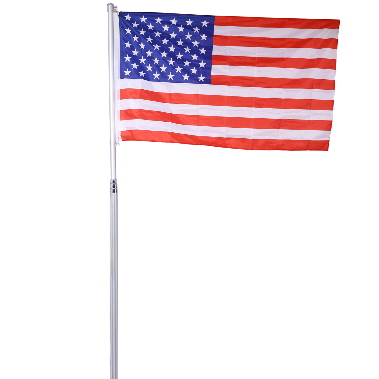 25FT Telescopic Sectional Flag Pole Kit Extra Thick Heavy Duty Aluminum Inground with Topper Balls