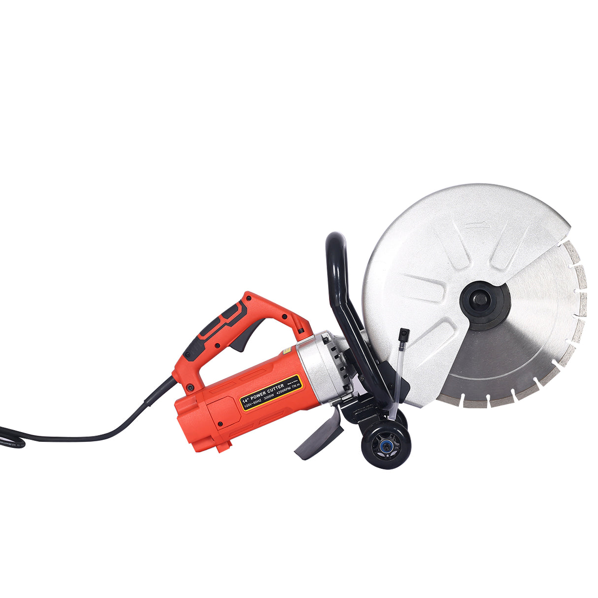 Electric 14" Cut Off Saw Wet/Dry Concrete Cutter Guide Roller with Water Line Attachment 3000w with Blade
