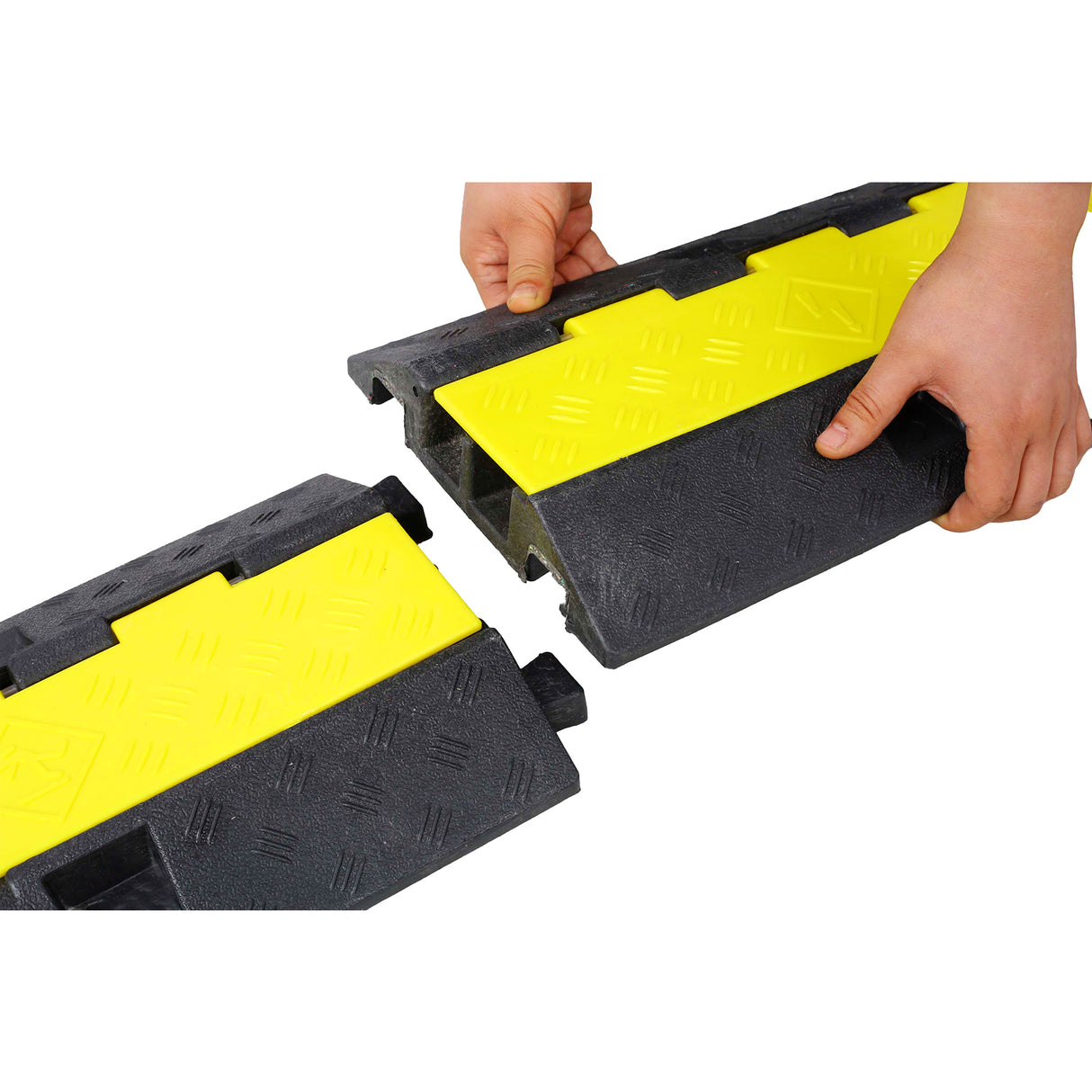 3 Packs Cable Protector Ramp 2 Channels Bilis ng Bump Hump Rubber Modular Rated 11000 lbs na Kapasidad ng Pag -load