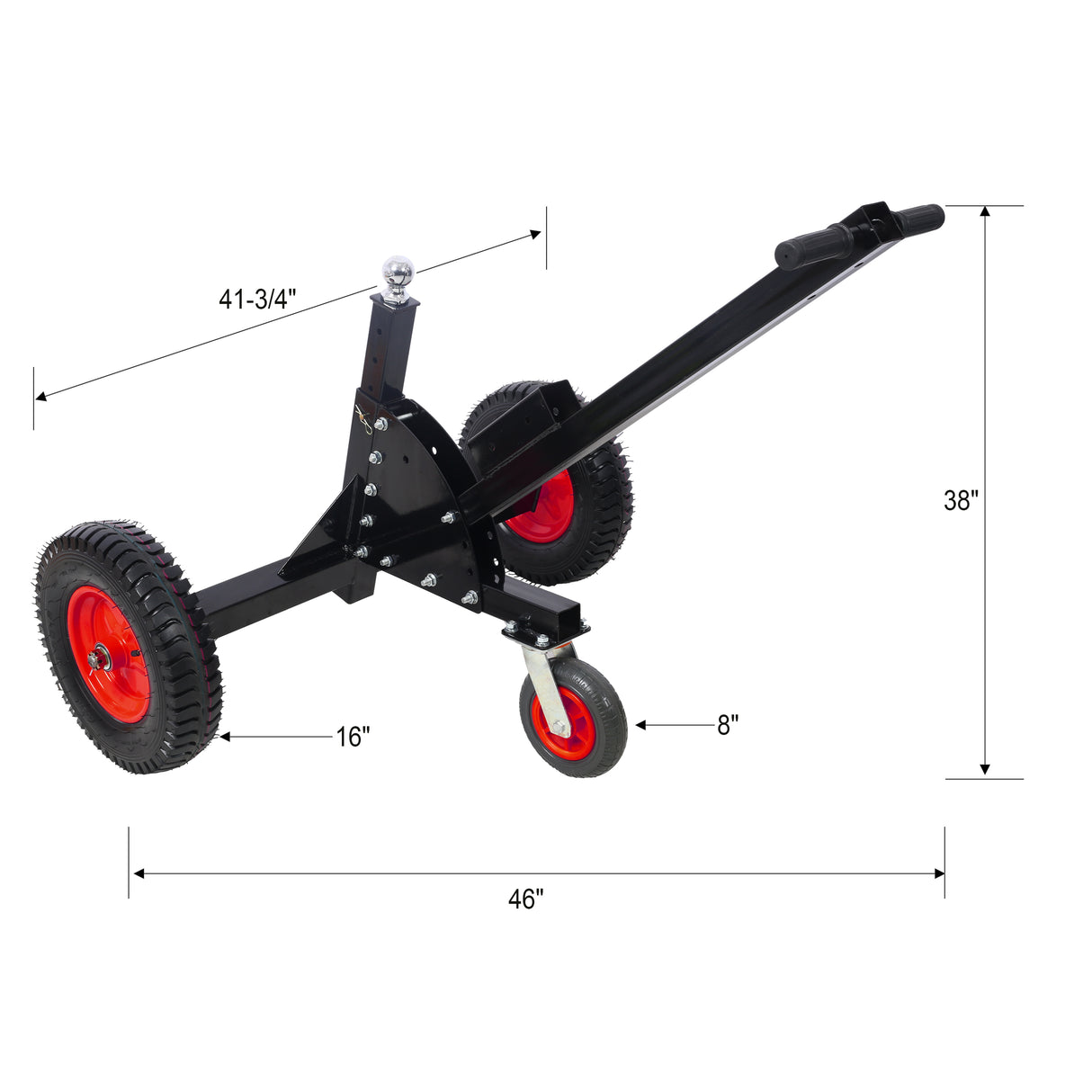 2-in-1 Heavy Duty 1,500lbs Trailer Dolly Load Capacity Mover 2" Hitch Ball 24''-35.4'' Adjustable Height RV Boat--Black Red