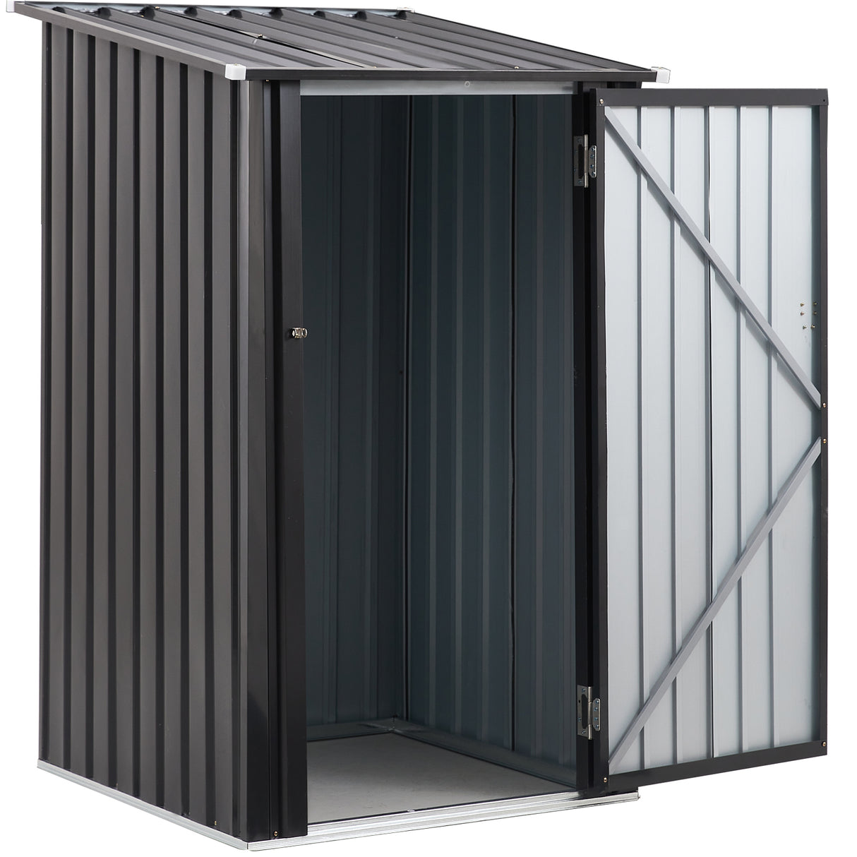 3 x 3 FT Outdoor Storage Shed with Single Lockable Door Metal Steel--Dark Gray