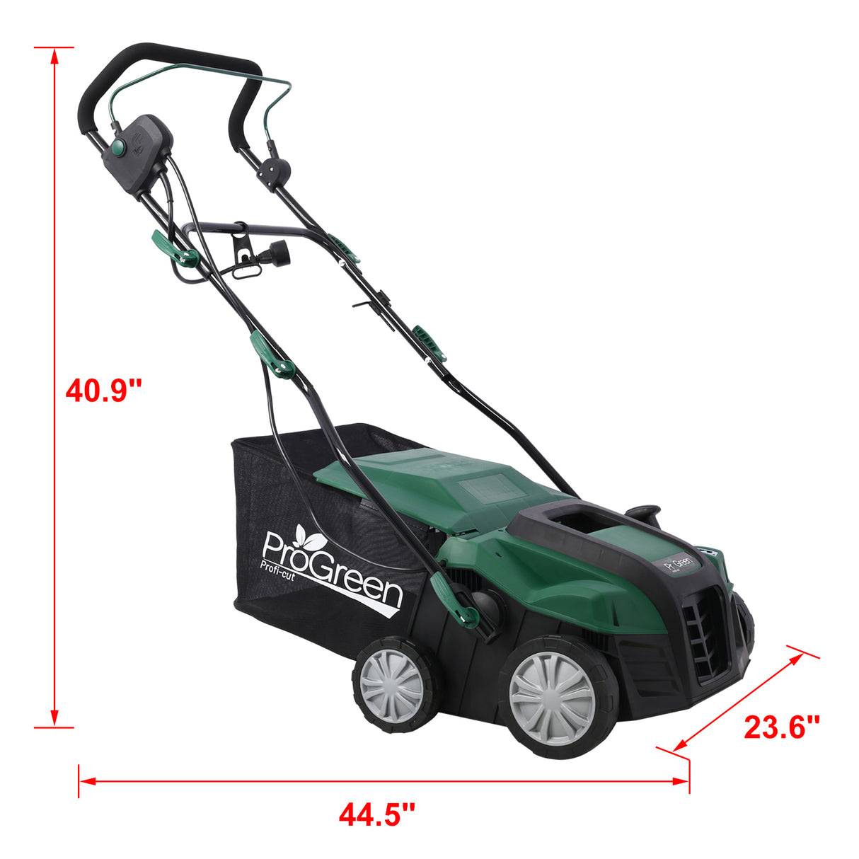 2-in-1 16Inch Electric Dethatcher Scarifier 15 Amp with Removable Collection Bag Extra Large 58QT
