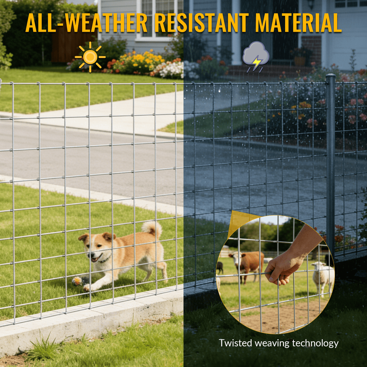 Farm Fence 5ft x 328ft 14Gauge Heavy Zinc Coating Cattle Fence Galvanized Field Wire Fencing Deer Fence Goat Fence Hog Wire Fencing for Yard Livestock & Animals Protection - Fab Heavy Parts