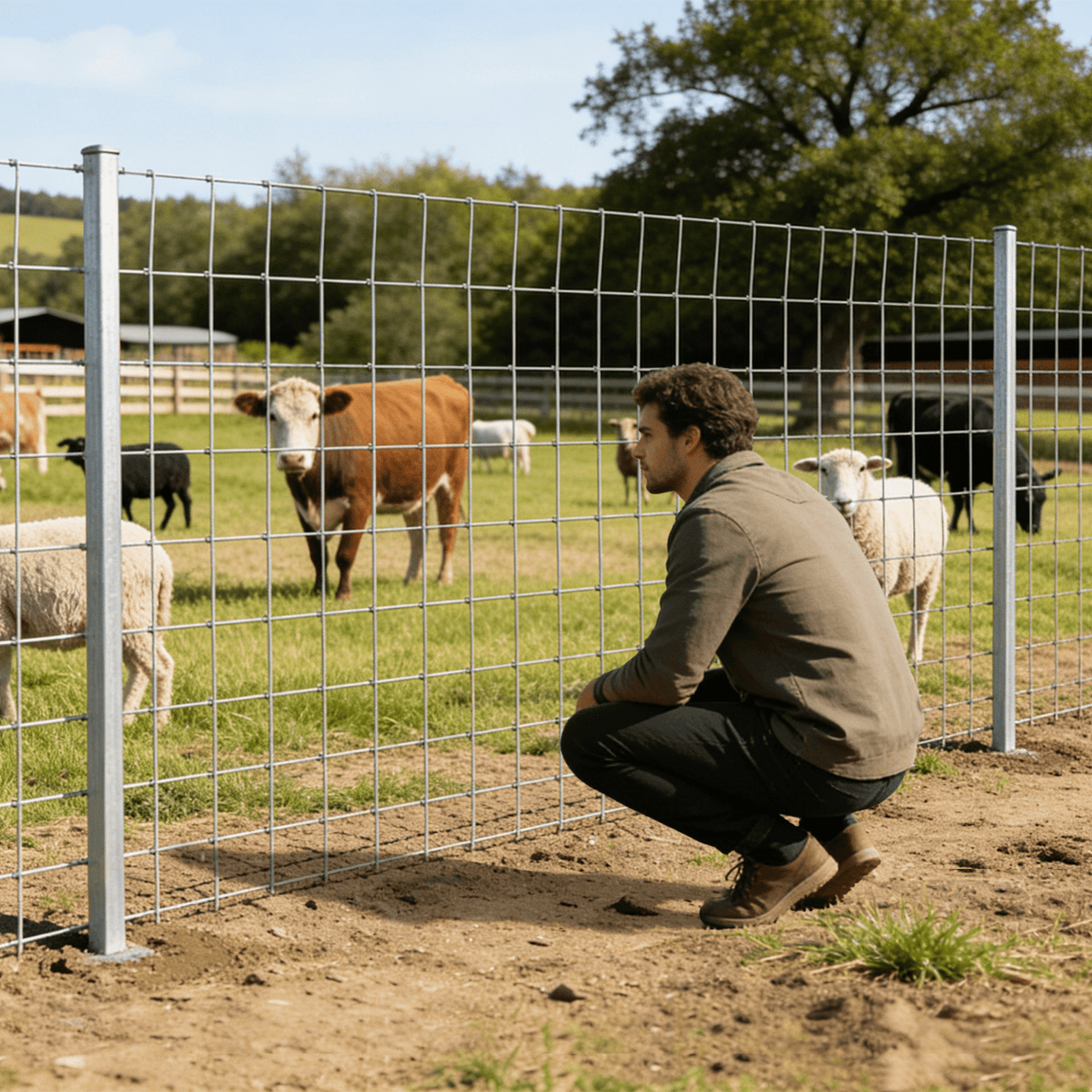 Farm Fence 5ft x 328ft 14Gauge Heavy Zinc Coating Cattle Fence Galvanized Field Wire Fencing Deer Fence Goat Fence Hog Wire Fencing for Yard Livestock & Animals Protection - Fab Heavy Parts