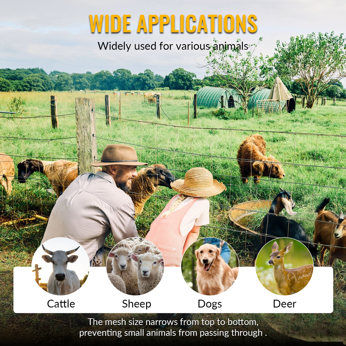 Farm Fence 5ft x 328ft 14Gauge Heavy Zinc Coating Cattle Fence Galvanized Field Wire Fencing Deer Fence Goat Fence Hog Wire Fencing for Yard Livestock & Animals Protection - Fab Heavy Parts