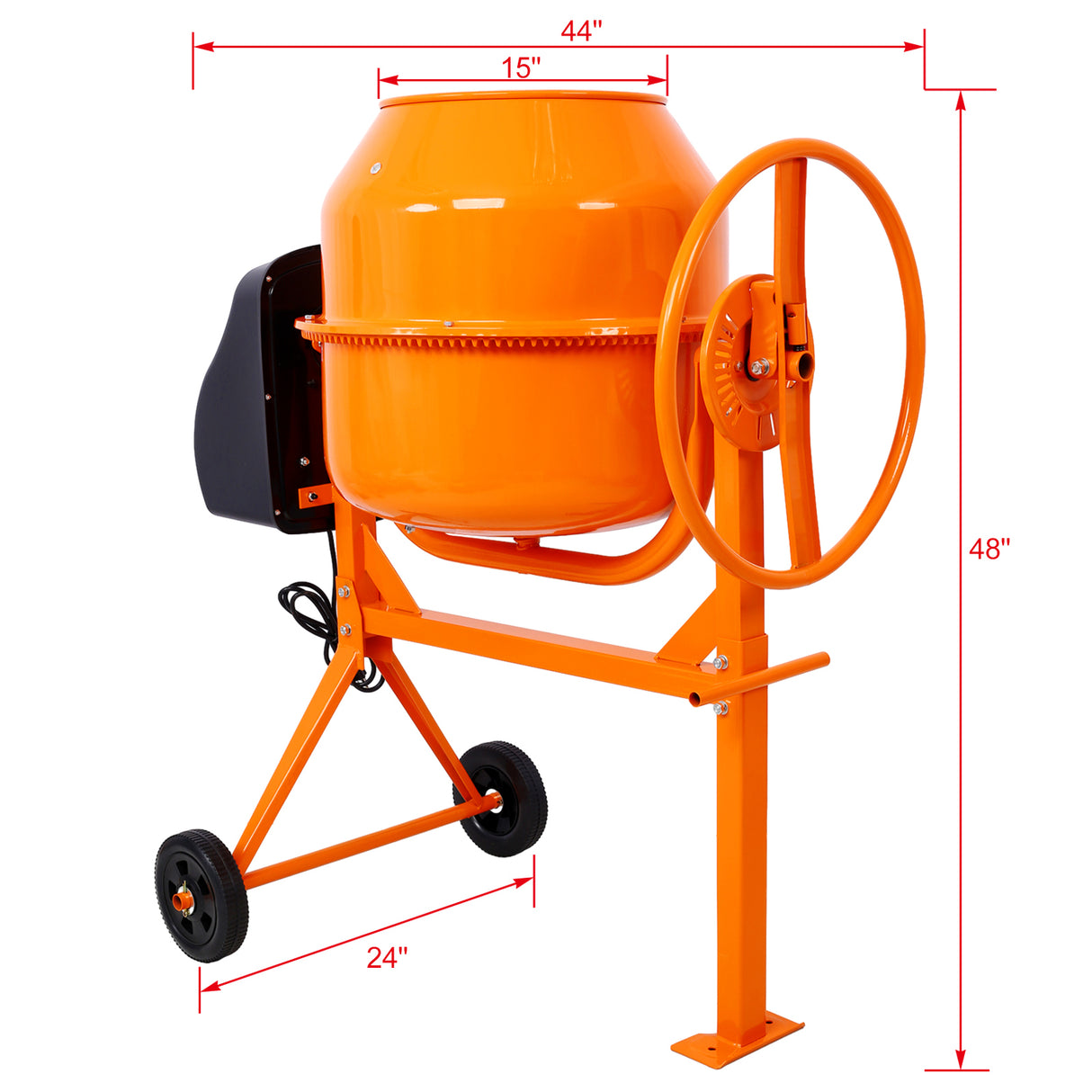 Cement Mixer 5 Cu. Ft Electric Concrete Machine 650W AC Motor Portable Power