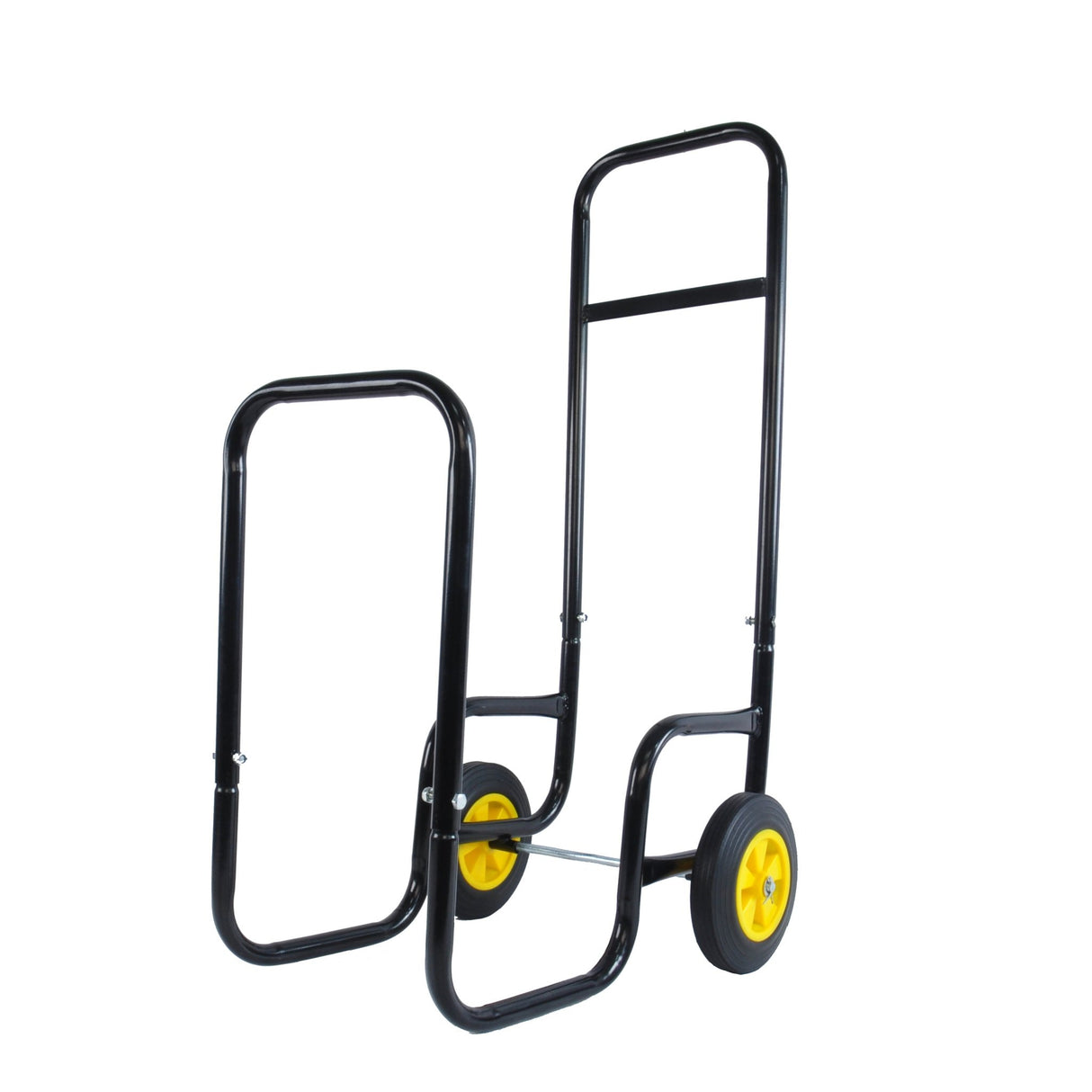 Firewood Log Cart Carrier Outdoor Indoor Black Steel Wood Rack Storage Mover Rolling Wheeled Metal Dolly Hauler Moving Equipment - Fab Heavy Parts