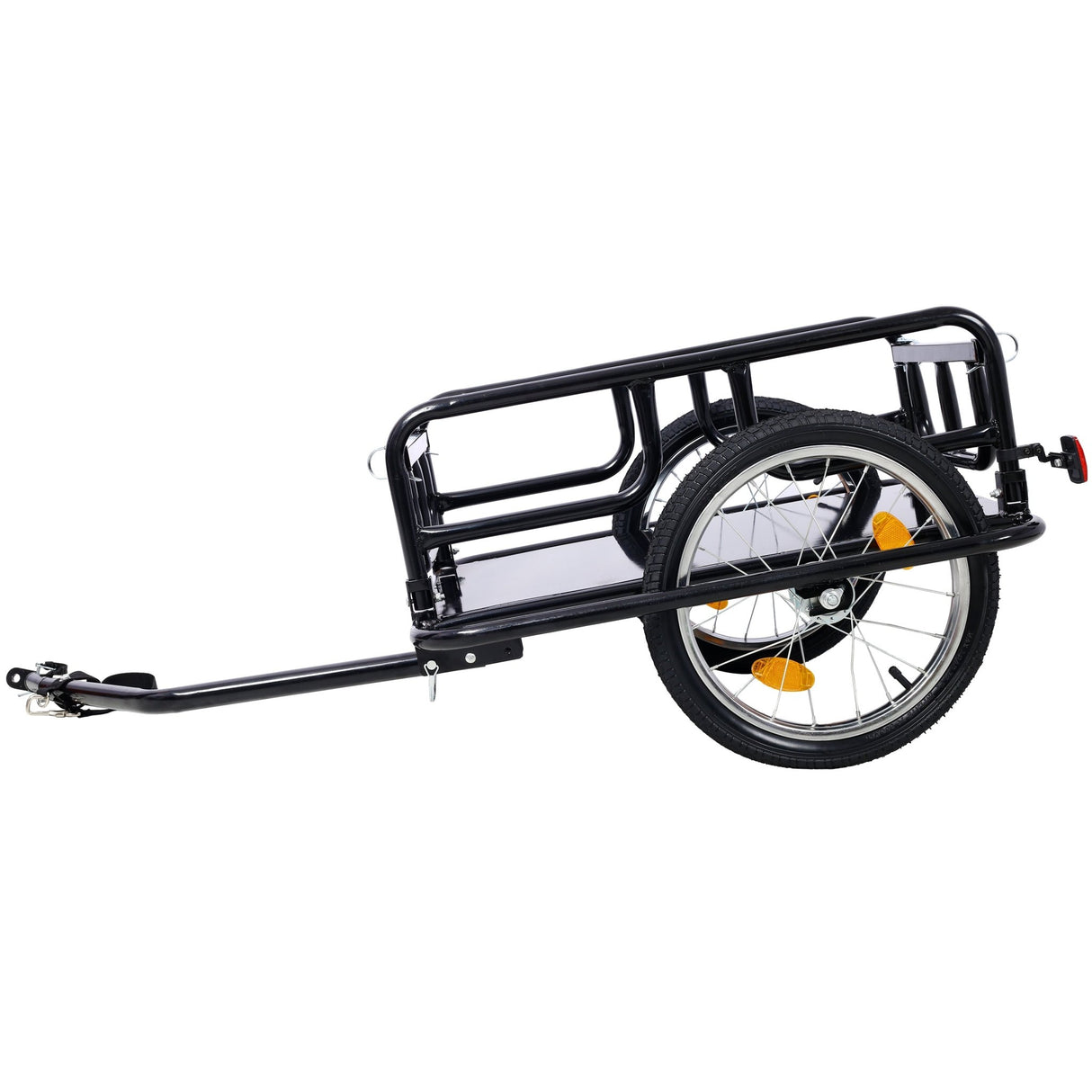 Foldable Bike Cargo Trailer with Universal Bike Hitch 16" Wheels & Reflectors - Black - Fab Heavy Parts