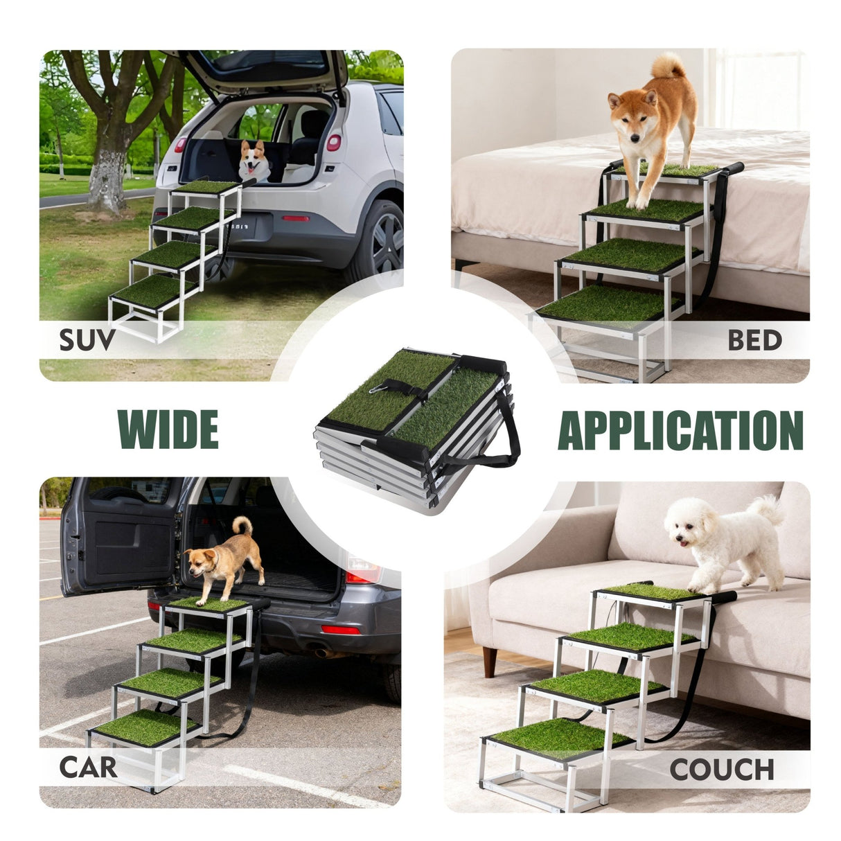 Foldable Dog Ramp for Cars, SUVs, Trucks, Portable Pet Dog Stairs for Large Dogs with Non - Slip Surface & Reinforced Design, Lightweight Yet Sturdy Supports Up to 250lbs - Fab Heavy Parts