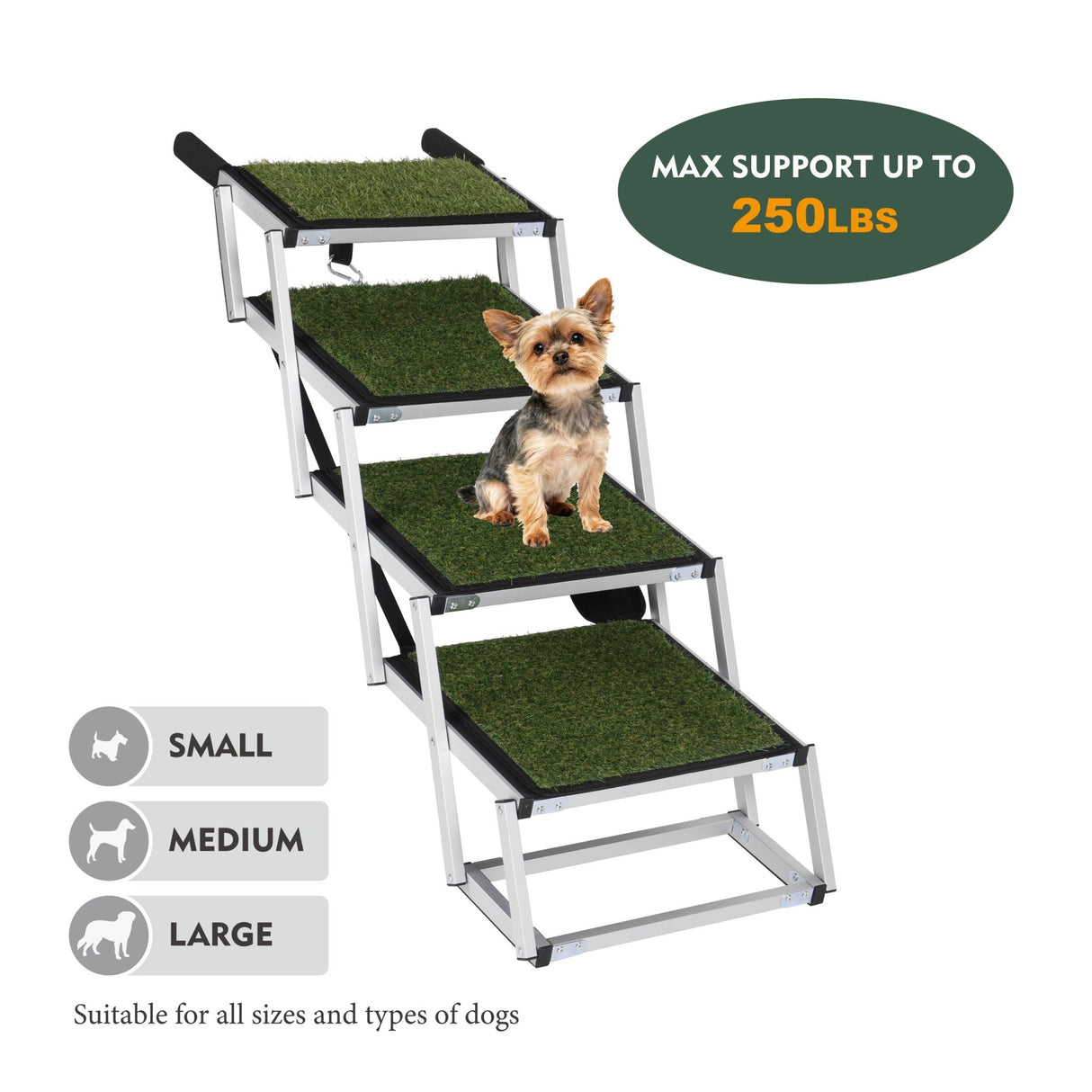 Foldable Dog Ramp for Cars, SUVs, Trucks, Portable Pet Dog Stairs for Large Dogs with Non - Slip Surface & Reinforced Design, Lightweight Yet Sturdy Supports Up to 250lbs - Fab Heavy Parts