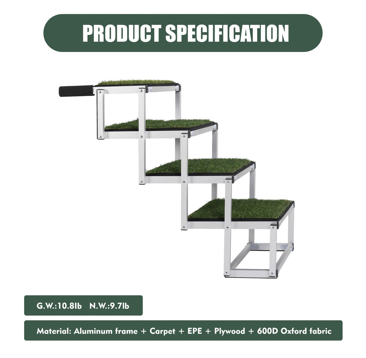 Foldable Dog Ramp for Cars, SUVs, Trucks, Portable Pet Dog Stairs for Large Dogs with Non - Slip Surface & Reinforced Design, Lightweight Yet Sturdy Supports Up to 250lbs - Fab Heavy Parts