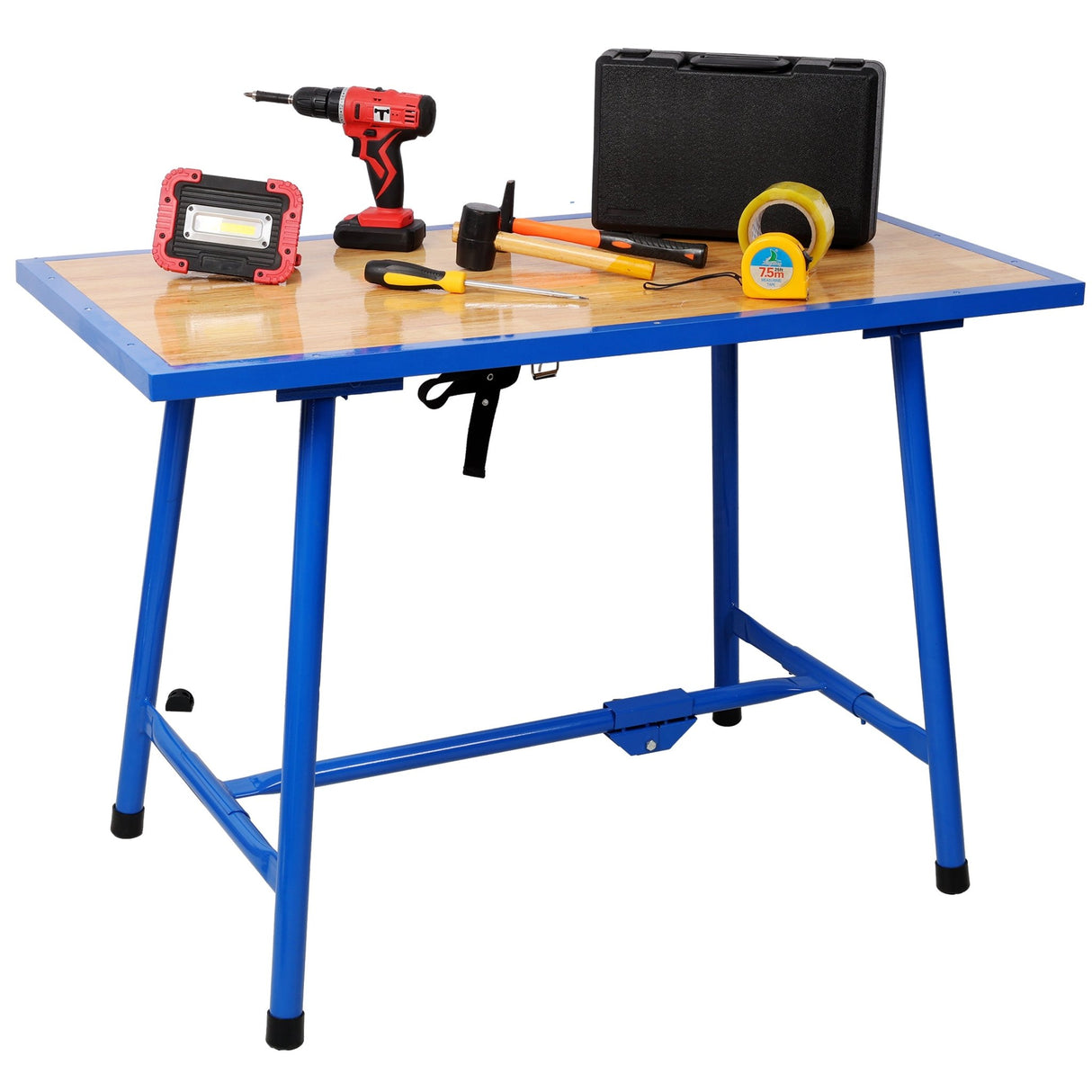 Foldable Work Bench Workshop Tool Bench 660Lbs Capacity - Blue - Fab Heavy Parts