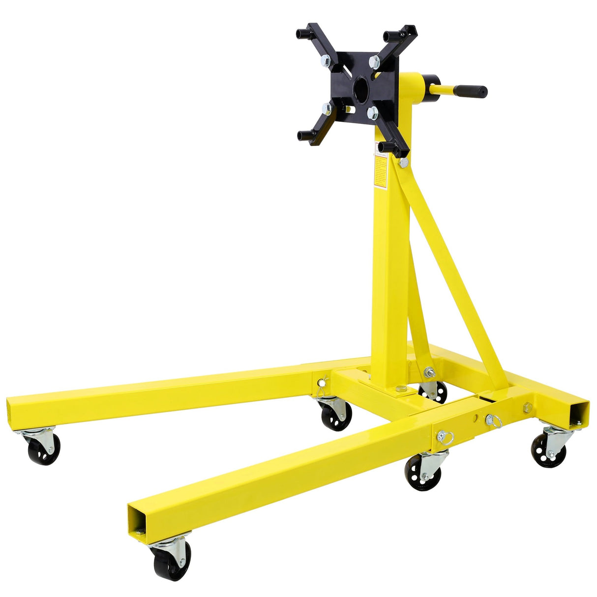 Folding Engine Stand 2000 LBS Capacity Motor Hoist 360 Degree Adjustable Mounting Head Dolly Mover Auto Repair Rebuild Jack - Yellow - Fab Heavy Parts