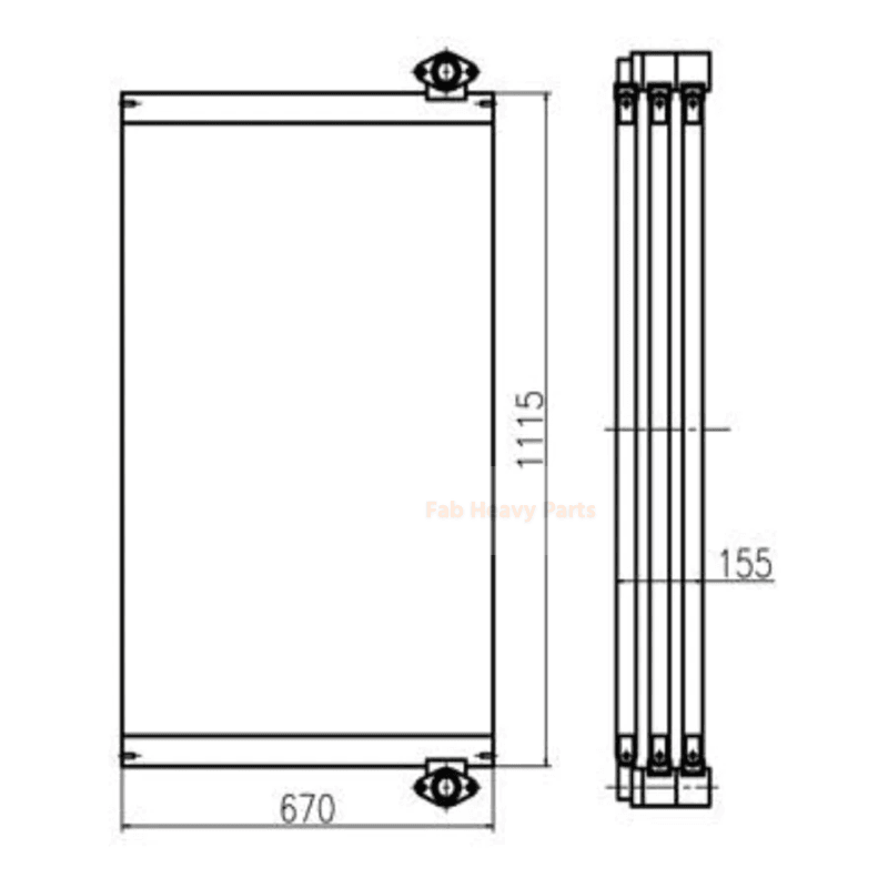 ドゥーサン掘削機DX480LC油圧オイルクーラーの場合