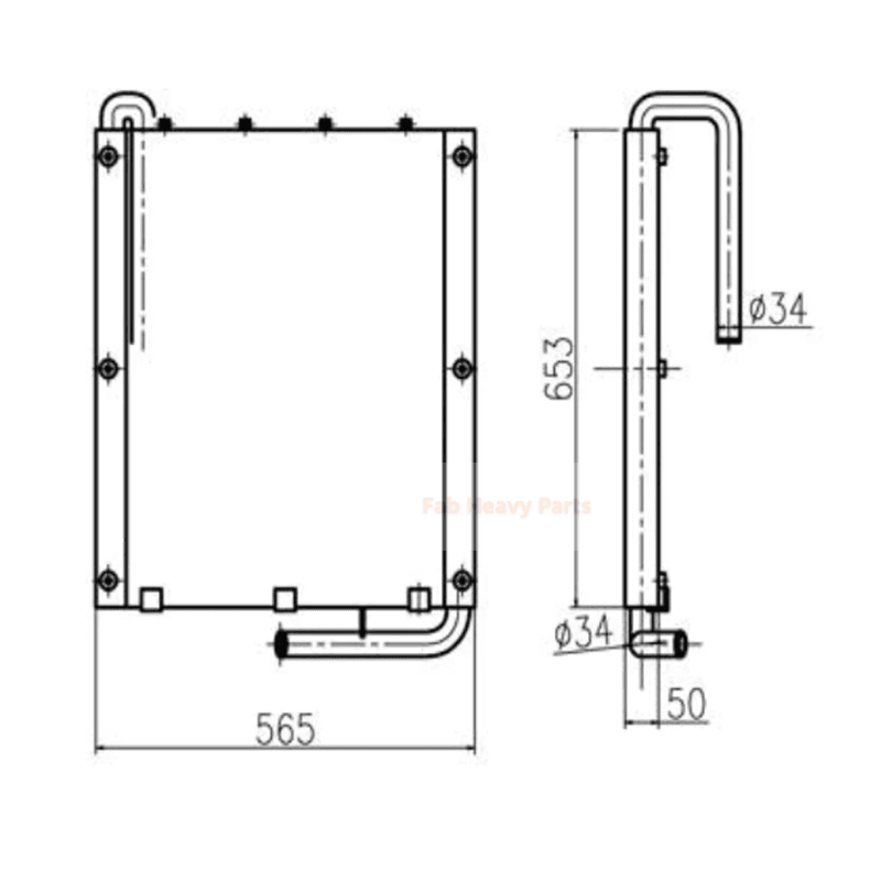 For Doosan Excavator S55 S55W-V Hydraulic Oil Cooler
