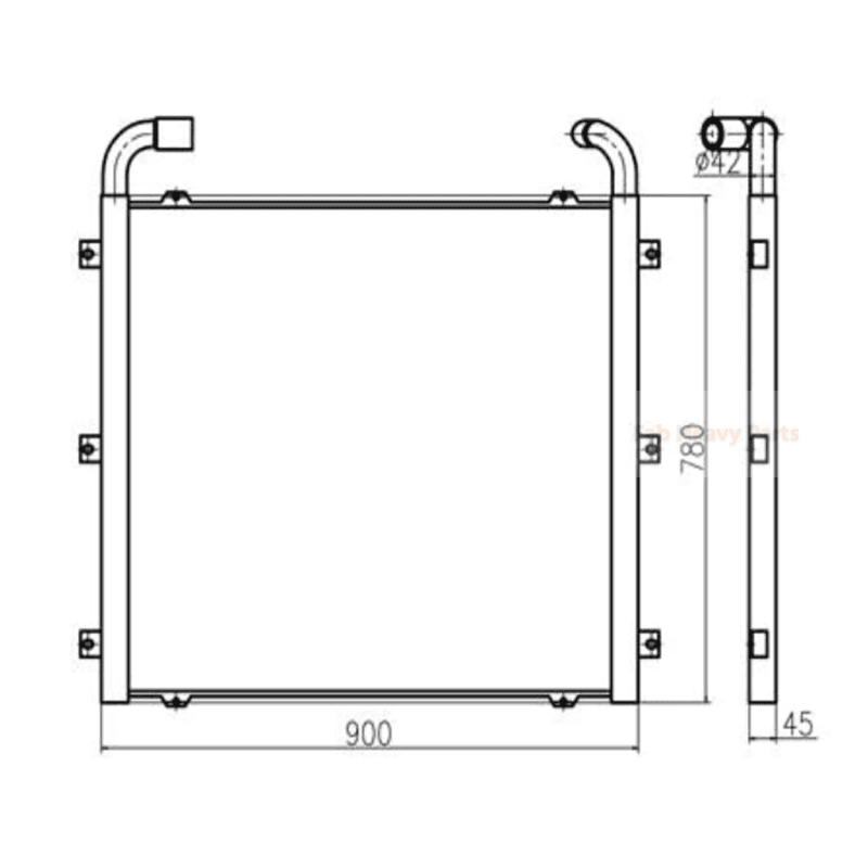 For Sany Excavator SY215 - 8 Hydruli Oil Cooler - Fab Heavy Parts