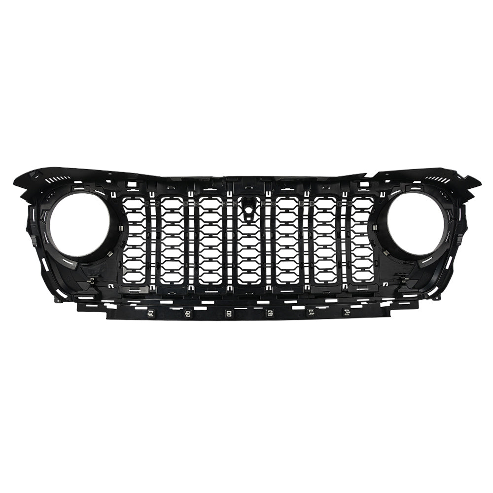 Front Mesh Grille Grid Grill for 2018 - 2024 Jeep Wrangler Rubicon Sahara Sport JL/JT Grill With Camera Hole Plastic - Fab Heavy Parts